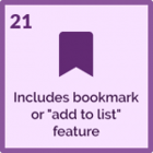 21- includes bookmark or add to list feature