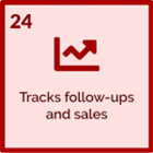 24- tracks follow-ups and sales