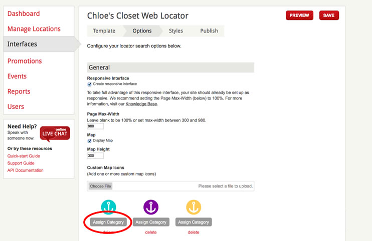 screenshot of a clients web locator