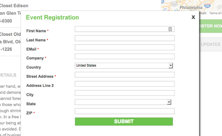 Integrated Event Locator Registration