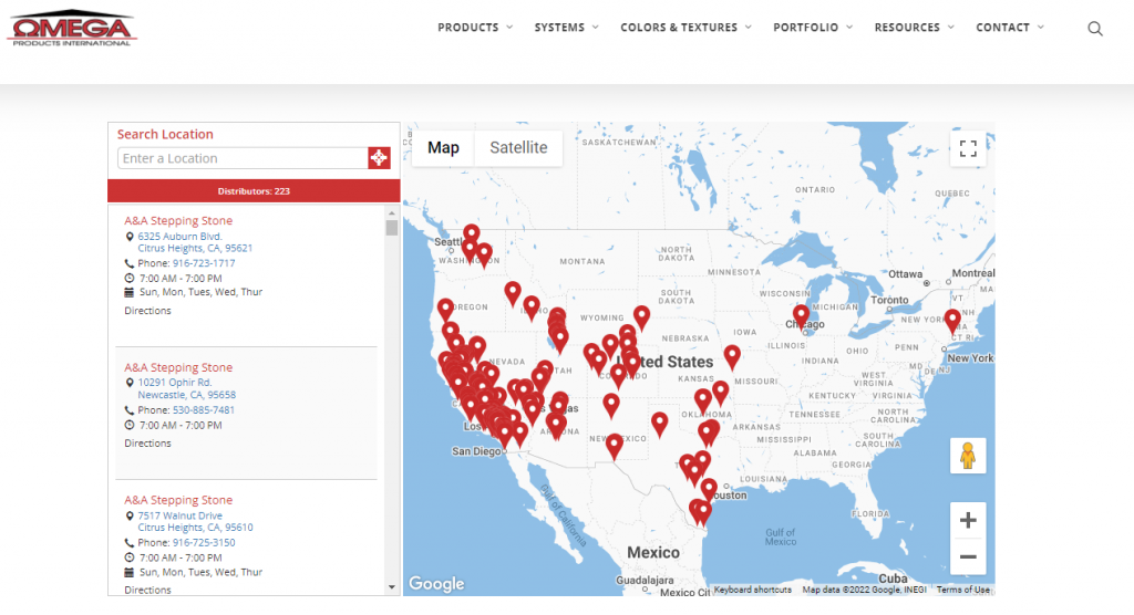 omega products map