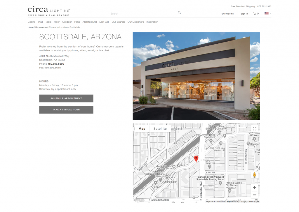 localized dealer/showroom page