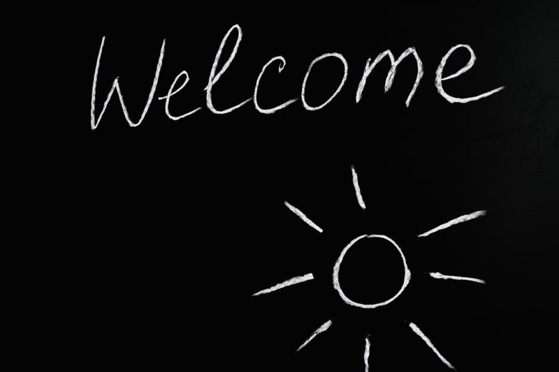 welcome with a sun drawn 