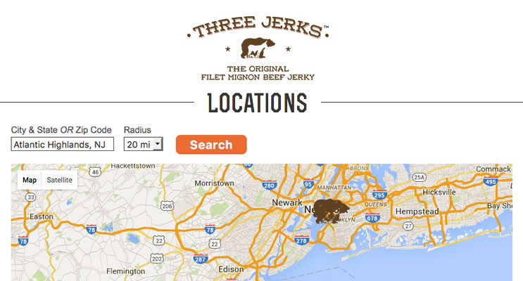 map on a three jerks website