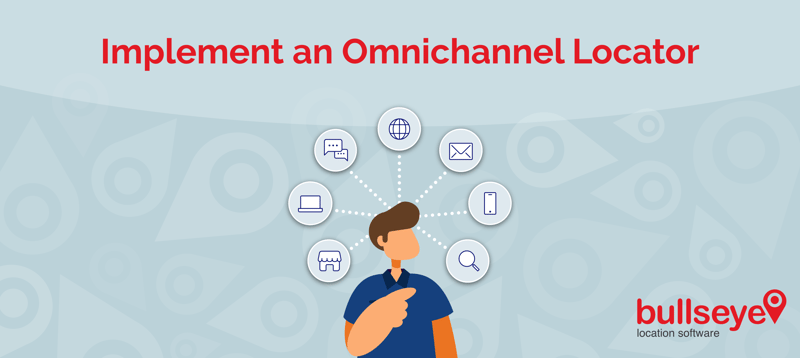 Graphic of man pointing to omnichannel features 